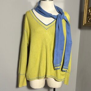 NEW Sigrid Olsen 2X Color Me In Lime Green Sweater Scarf Silk NWT